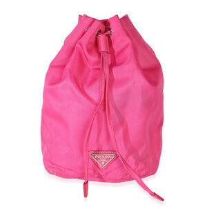 Prada Pink Tessuto Logo Drawstring Pouch